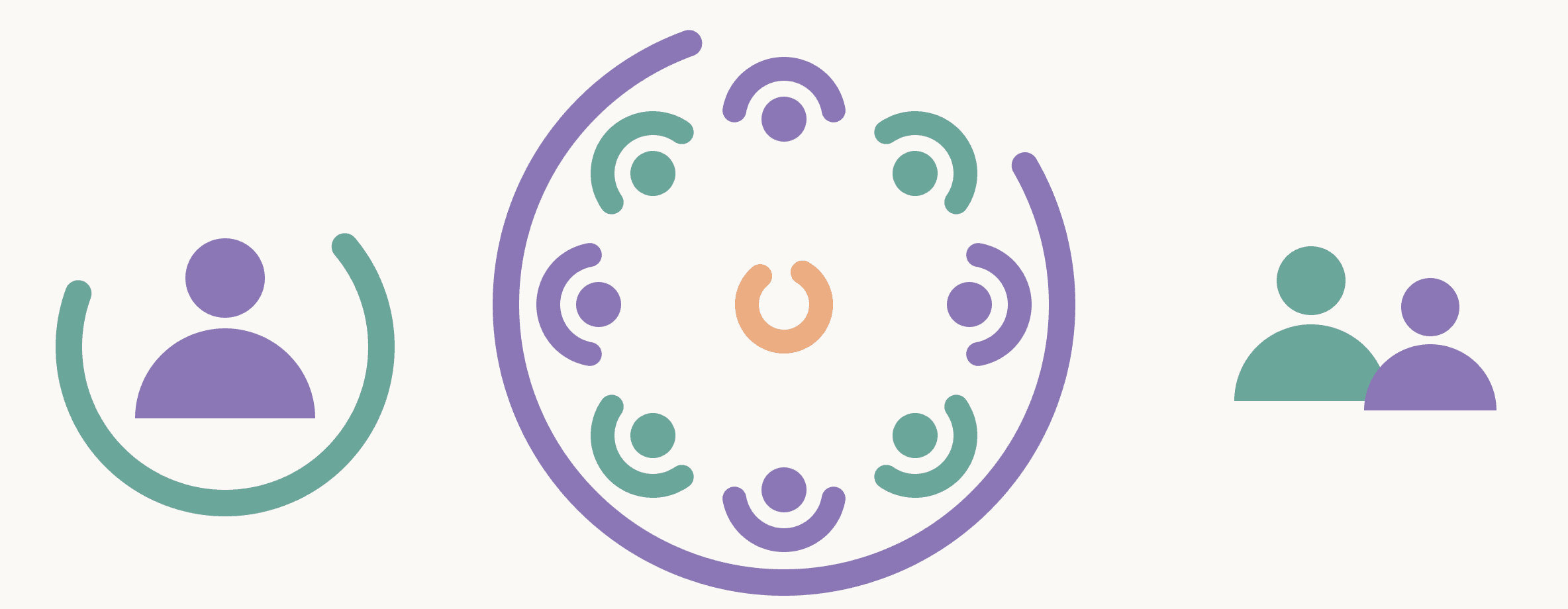 Circles of learning: people gathered in open rings, in the Lumen colours